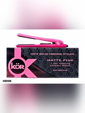 KOR HAIR STRAIGHTENER 100% SOLID CERAMIC HSK69 MATTE PINK